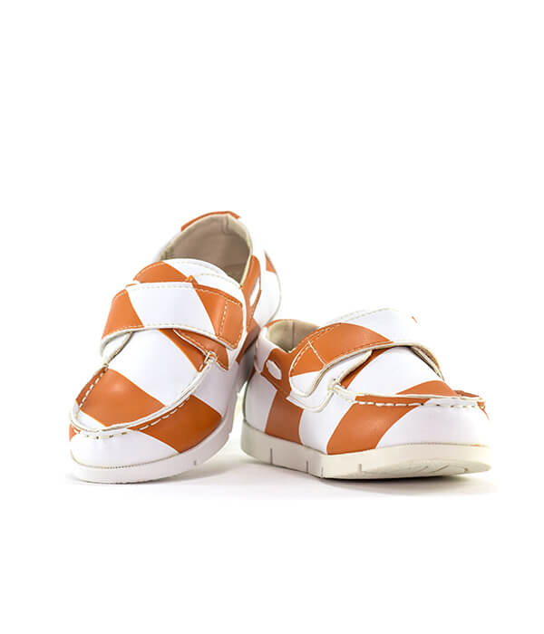 FD Orange Stick-On Sneakers For Kids